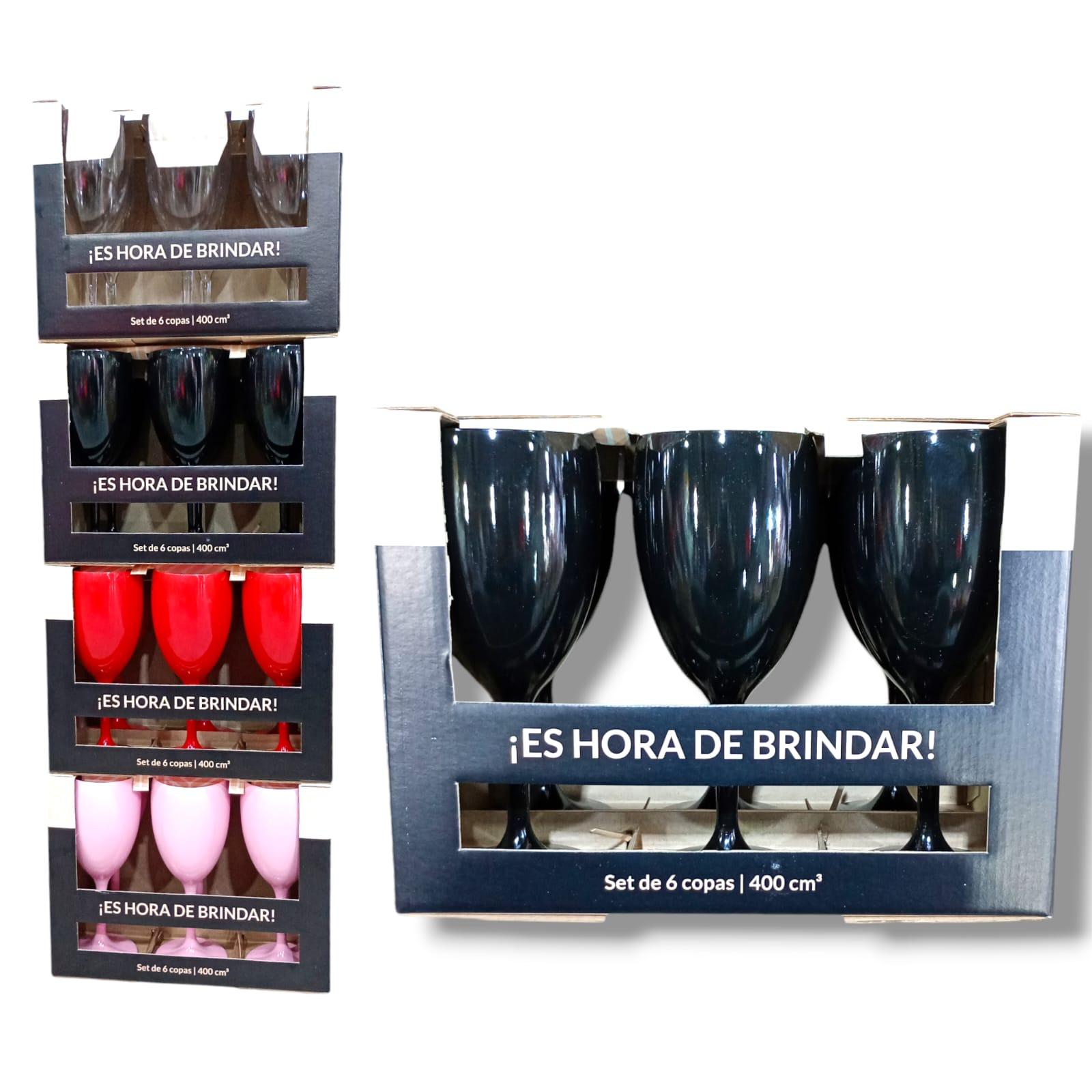 COPA ACRILICAS X 6 UNIDADES VINO/AGUA EN CAJA REGALO
