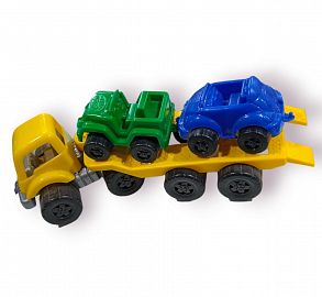 CAMION DE CARGA + 2 AUTOS PLASTICO 60CM